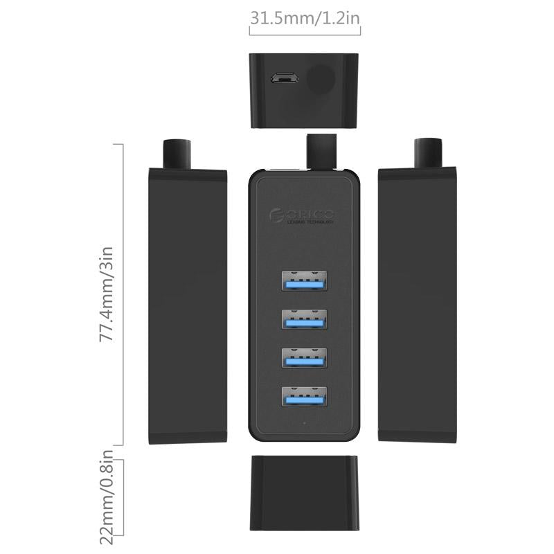 4-Port Usb 3.0 Desktop Hub With Micro Usb Cable