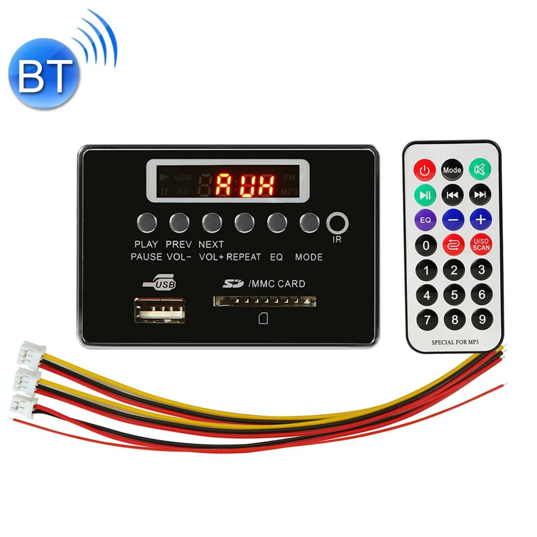 Car Mp3 Player Board With Bluetooth Fm Radio Sd / Usb / Aux Remote - Black