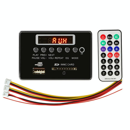 Car Mp3 Player Board With Bluetooth Fm Radio Sd / Usb / Aux Remote - Black