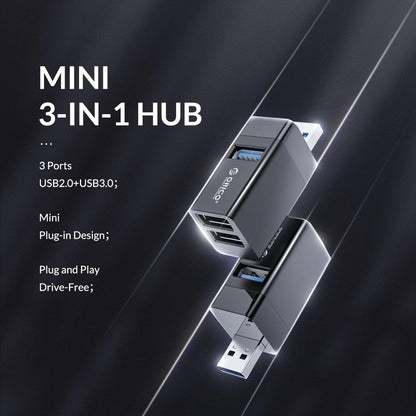 3-In-1 Usb Mini Hub Adapter For Multiple Devices - White