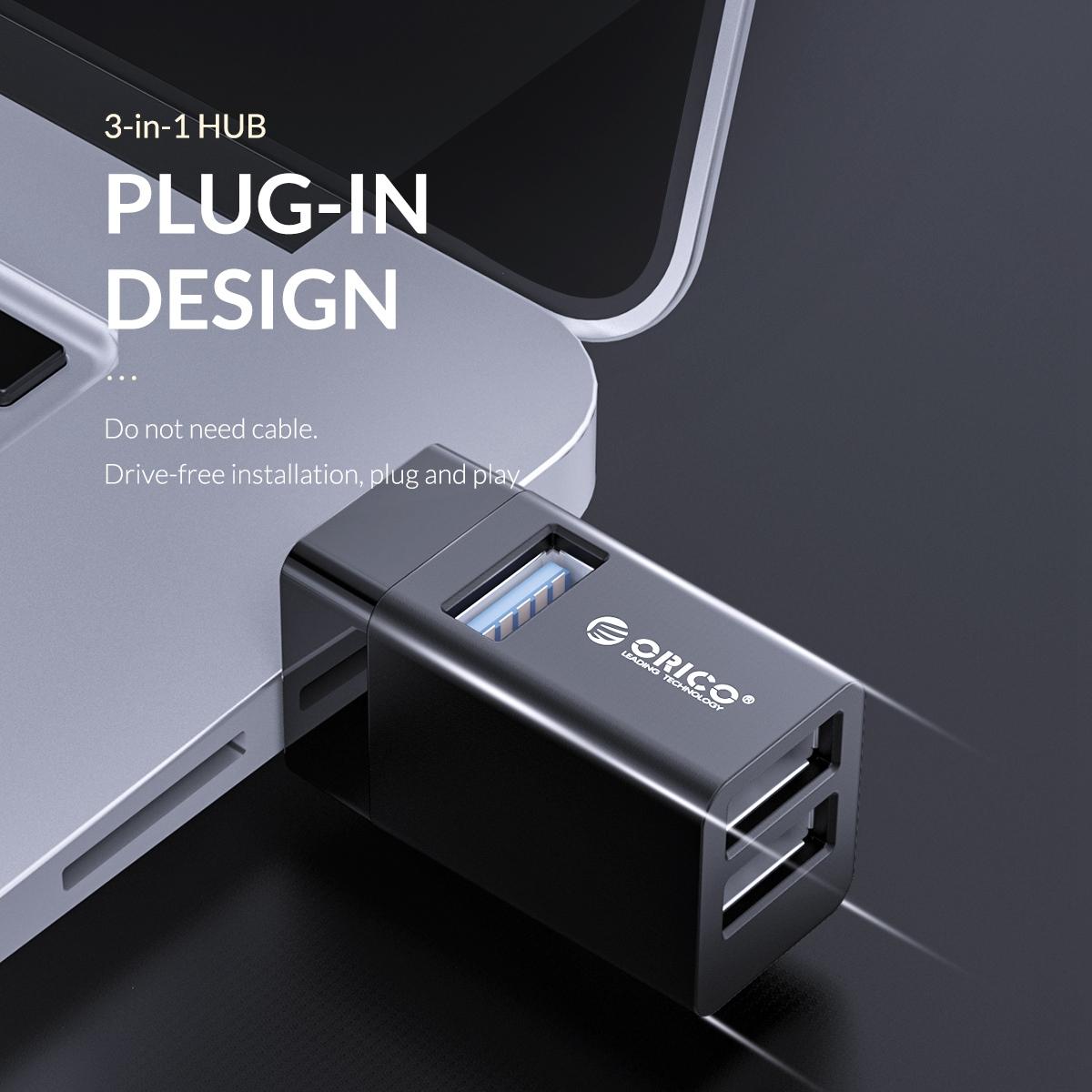 3-In-1 Usb Mini Hub Adapter For Multiple Devices - White