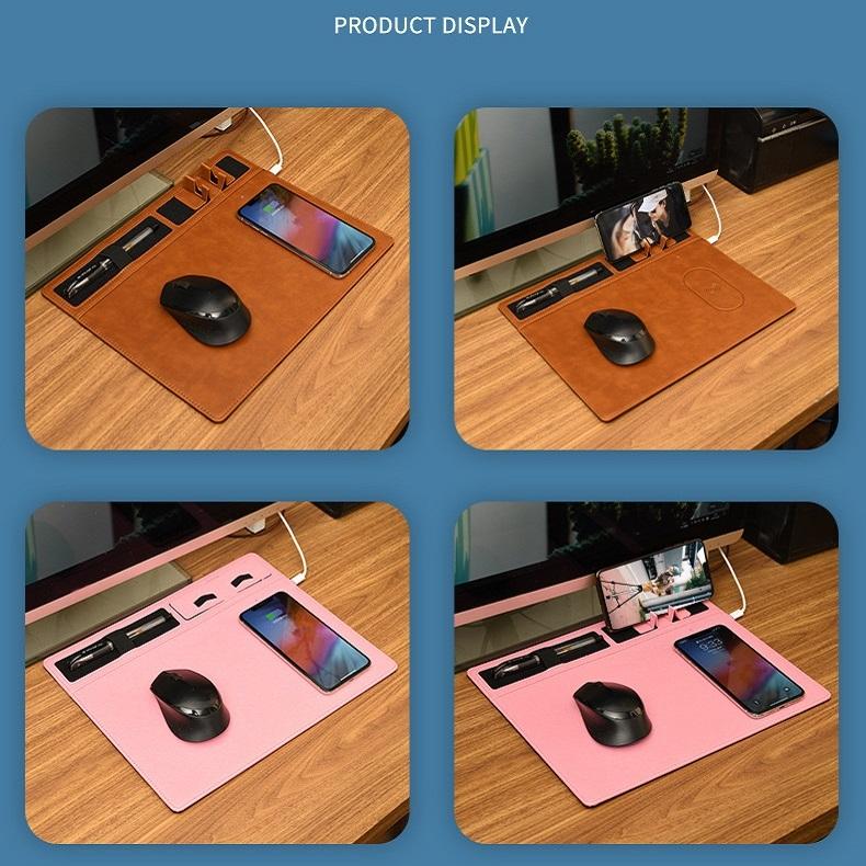 Jj 82401 Mouse Pad With Phone Charging & Holder - Black
