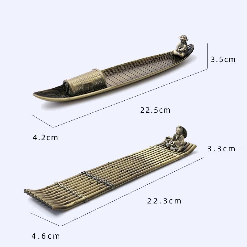 Fisherman Incense Burner with Ash Catcher and Stand - Bamboo Raft