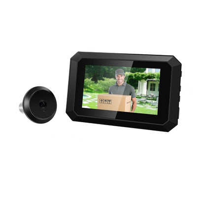 1080P Smart Digital Door Viewer With Night Vision - 3.97 Inch Wide Angle - Grey