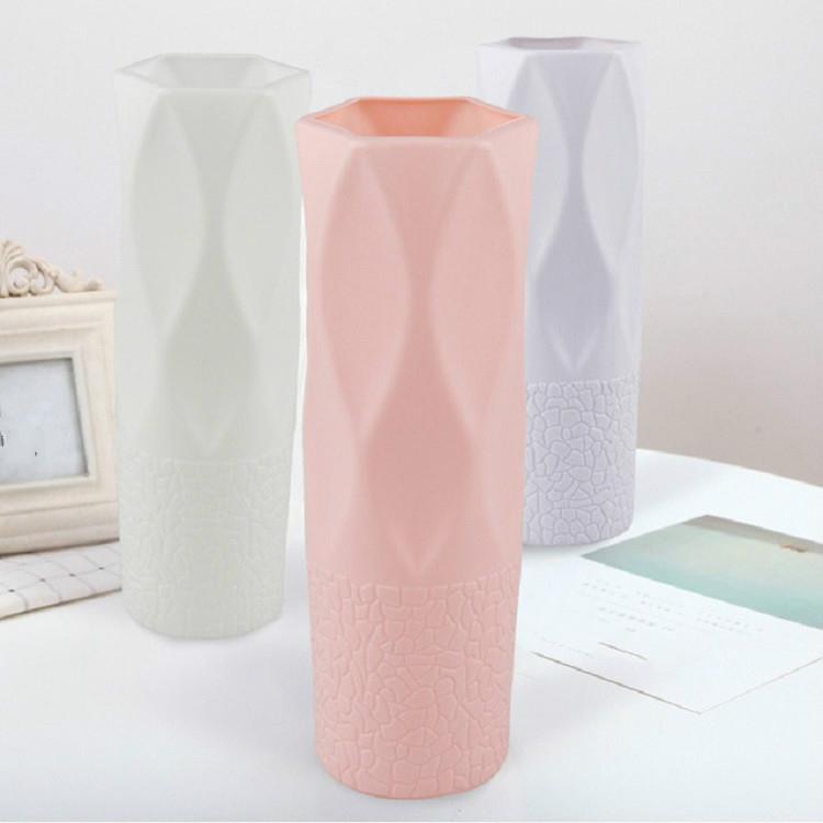 3-piece Plastic Vase Set for Dry and Wet Flower Arrangements and Floral Decor - Gray