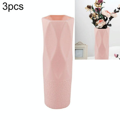 3-piece Plastic Vase Set for Dry and Wet Flower Arrangements and Floral Decor - Gray