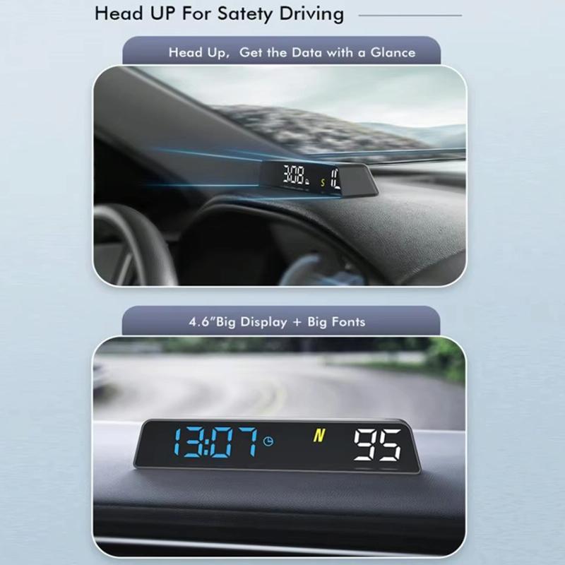 Usb Powered Hd Vehicle Altitude Meter Hud Display - White