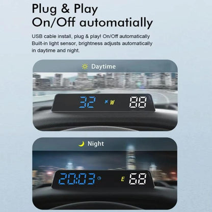Usb Powered Hd Vehicle Altitude Meter Hud Display - White