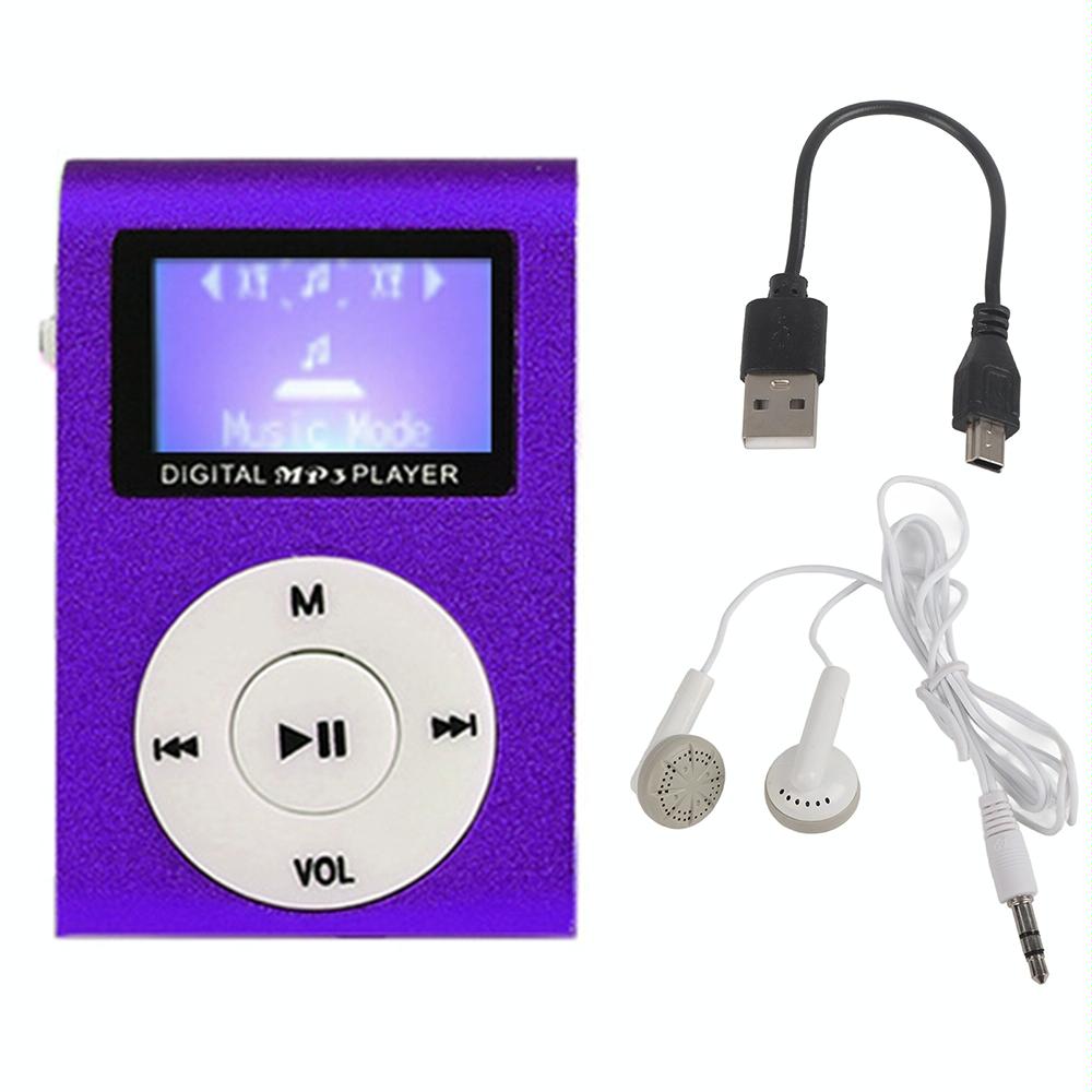 Metal Mini Mp3 Player + Earphones & Cable - Gold