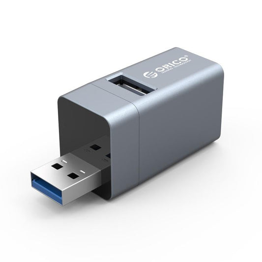 3-In-1 Usb Aluminum Mini Hub Adapter - Gray