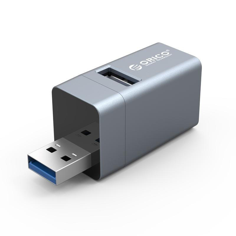 3-In-1 Usb Aluminum Mini Hub Adapter - Gray