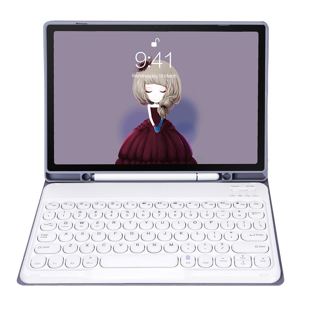 Detachable Bluetooth Keyboard Leather Case For Ipad Air 4 / 5 - Candy Colour Skin Texture - 10.9 Inch - Pink