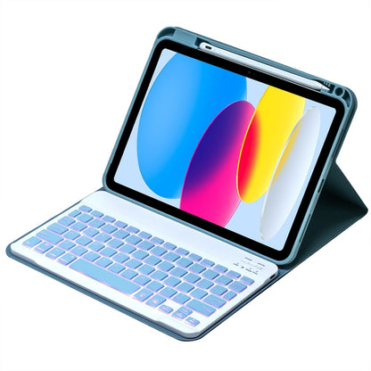 10.9 Ipad 10Th Gen 2022 Backlit Keyboard Case With Pen Slot - Bluetooth Leather - Black