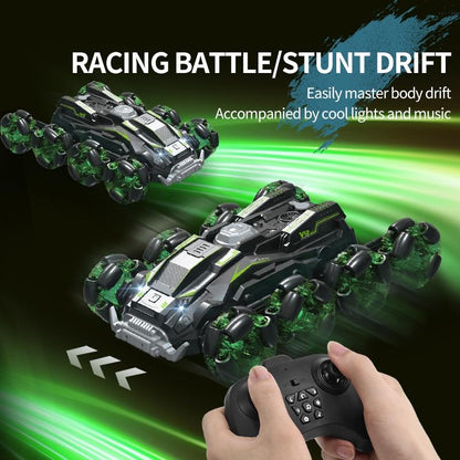 Stunt Drift Remote Control Car - Single Control Eight Wheels - Green