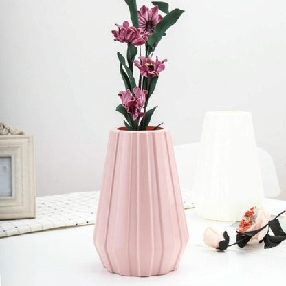 2-piece Plastic Vase for Creative Flower Arrangements - Milk White