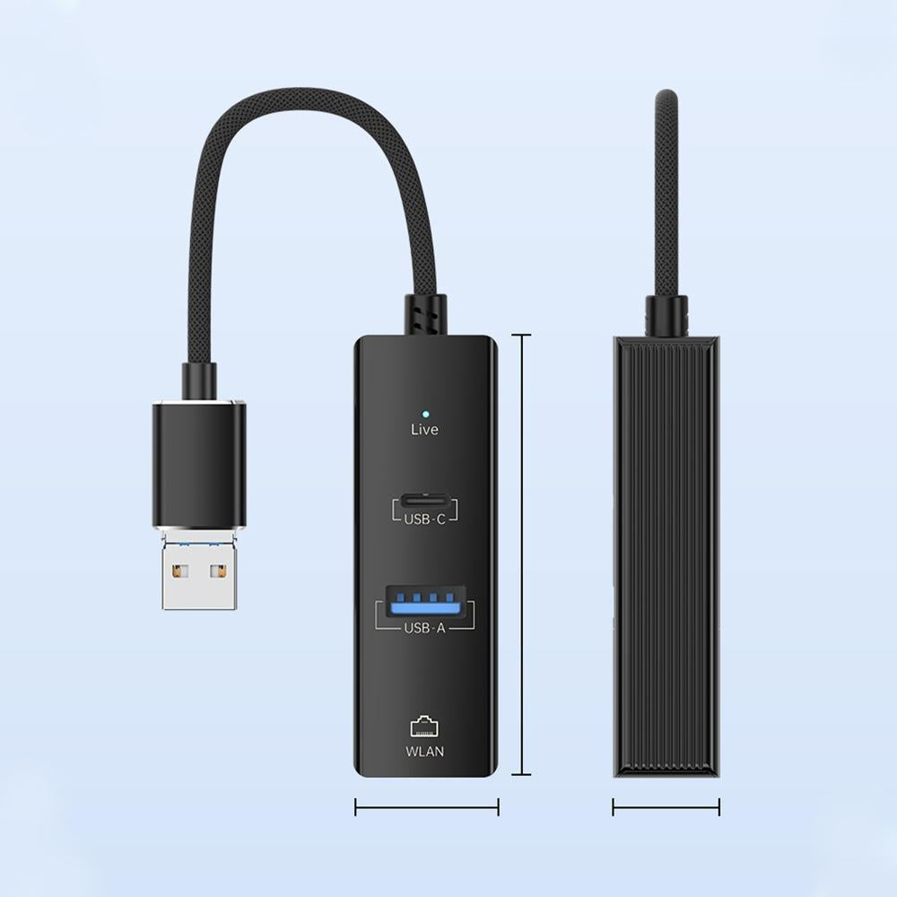 8 Pin To Type-C Rj45 Usb-A Hub Converter - Silver