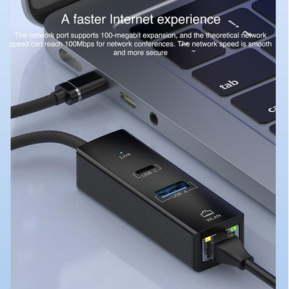 8 Pin To Type-C Rj45 Usb-A Hub Converter - Silver