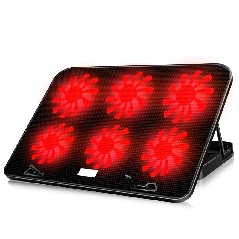 Silent Six-fan Cooling Holder for Notebook Computers - Dazzling Red
