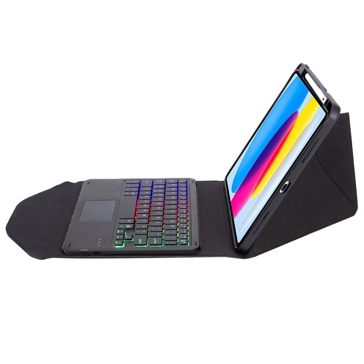 Touchpad Bluetooth Keyboard Leather Tablet Case With Pen Slot And Backlight - Pink