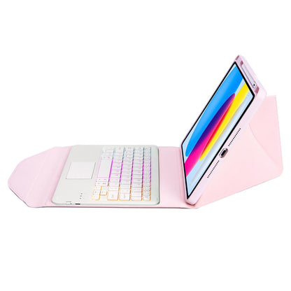 Touchpad Bluetooth Keyboard Leather Tablet Case With Pen Slot And Backlight - Pink