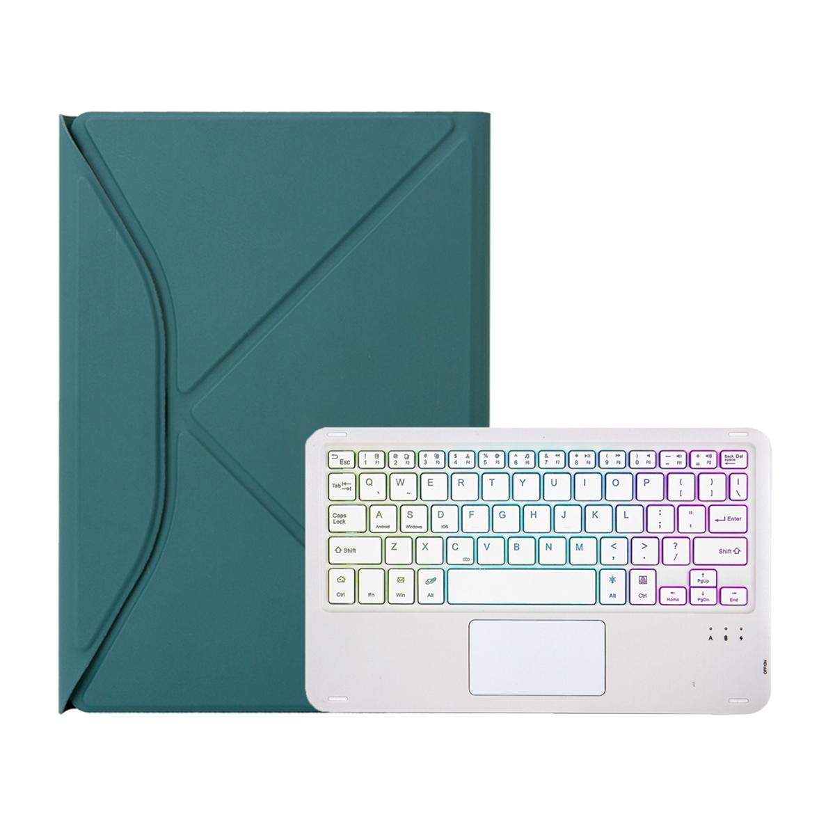 Touchpad Bluetooth Keyboard Leather Tablet Case With Pen Slot And Backlight - Pink