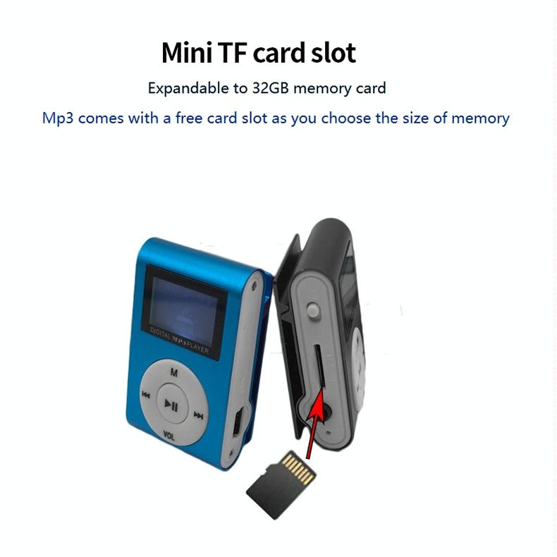 Metal Mini Mp3 Player With Screen Earphone+Cable - Gold
