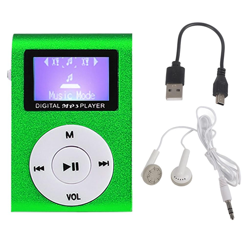 Metal Mini Mp3 Player With Screen Earphone+Cable - Gold