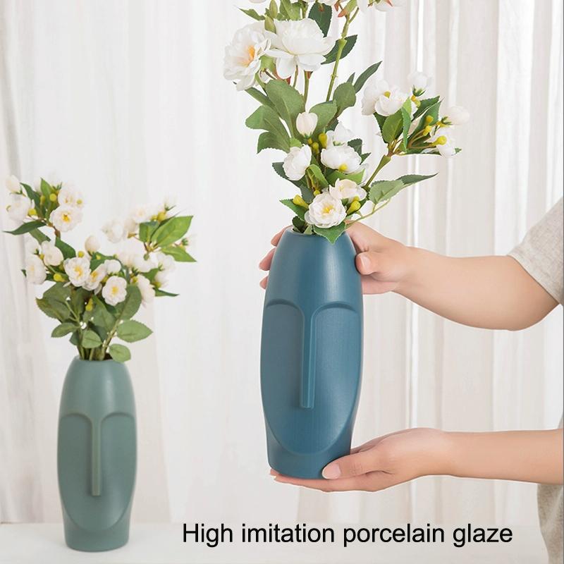 Thickened Pe Vase for Dried Flower Arrangements - Durable Drop-proof and Crack-proof - Sea Blue