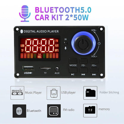 12V 100W Bluetooth Power Amp Board W / Recording - Small Silicone Remote Control