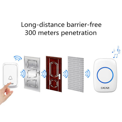Wireless Waterproof Doorbell Cacazi A06 Dc 1 To 2 Battery Smart Home - Black