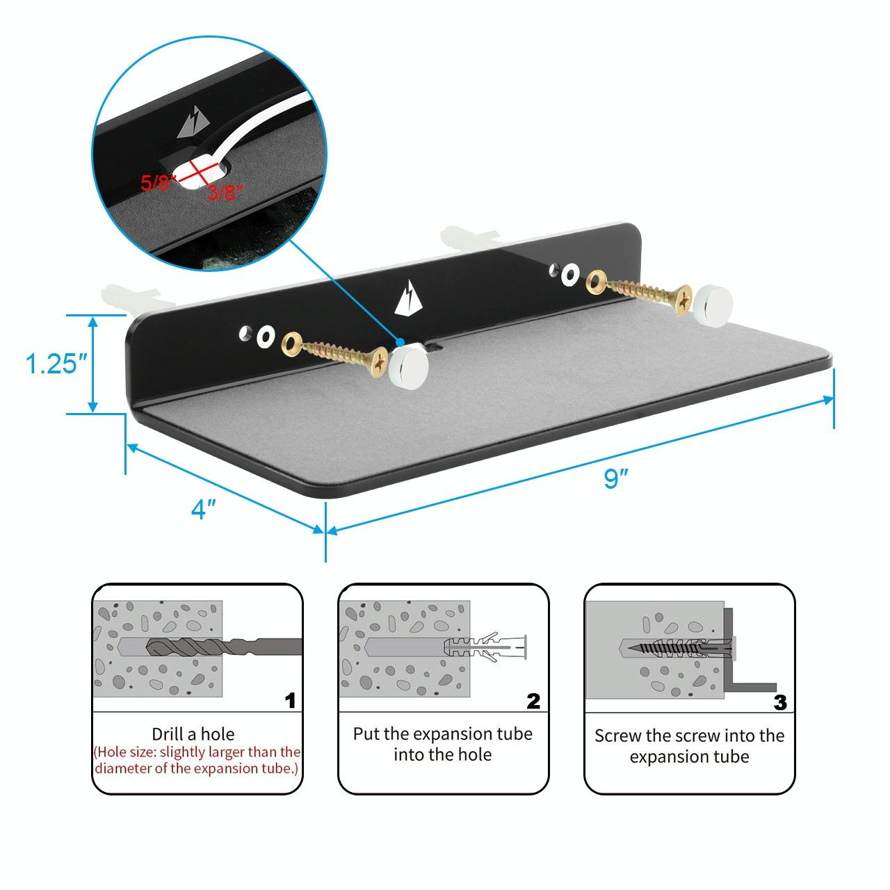 Bluetooth Speaker Wall Storage Bracket - Home Living Room Organizer - Black