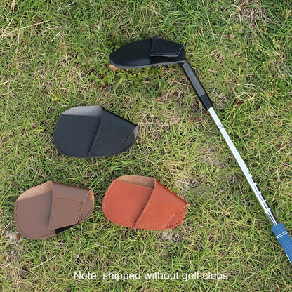 Leather Golf Club Cover Protective Cap For Clubs - Brown