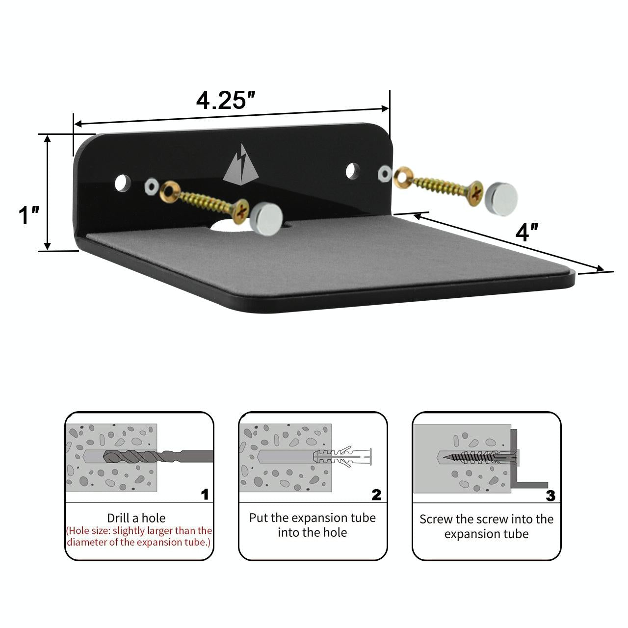 Wall-mounted Bluetooth Speaker Bracket with Phone Charging - Black