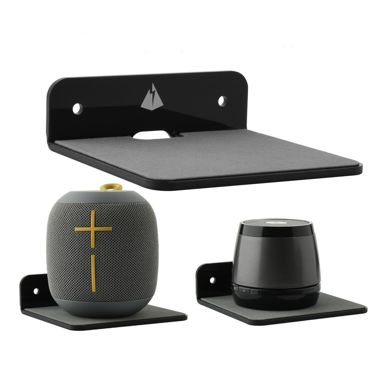 Wall-mounted Bluetooth Speaker Bracket with Phone Charging - Black