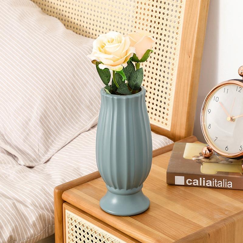 Soft Dried Flower Vase Arrangement for Living Room Decor - Sea Blue