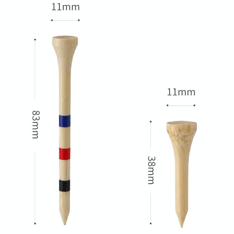 Adjustable Bamboo Golf Spikes - 30pcs / Box - Depth Marker Tee - 38Mm
