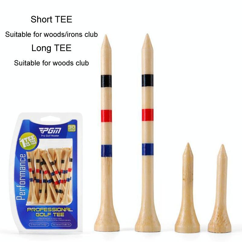 Adjustable Bamboo Golf Spikes - 30pcs / Box - Depth Marker Tee - 38Mm
