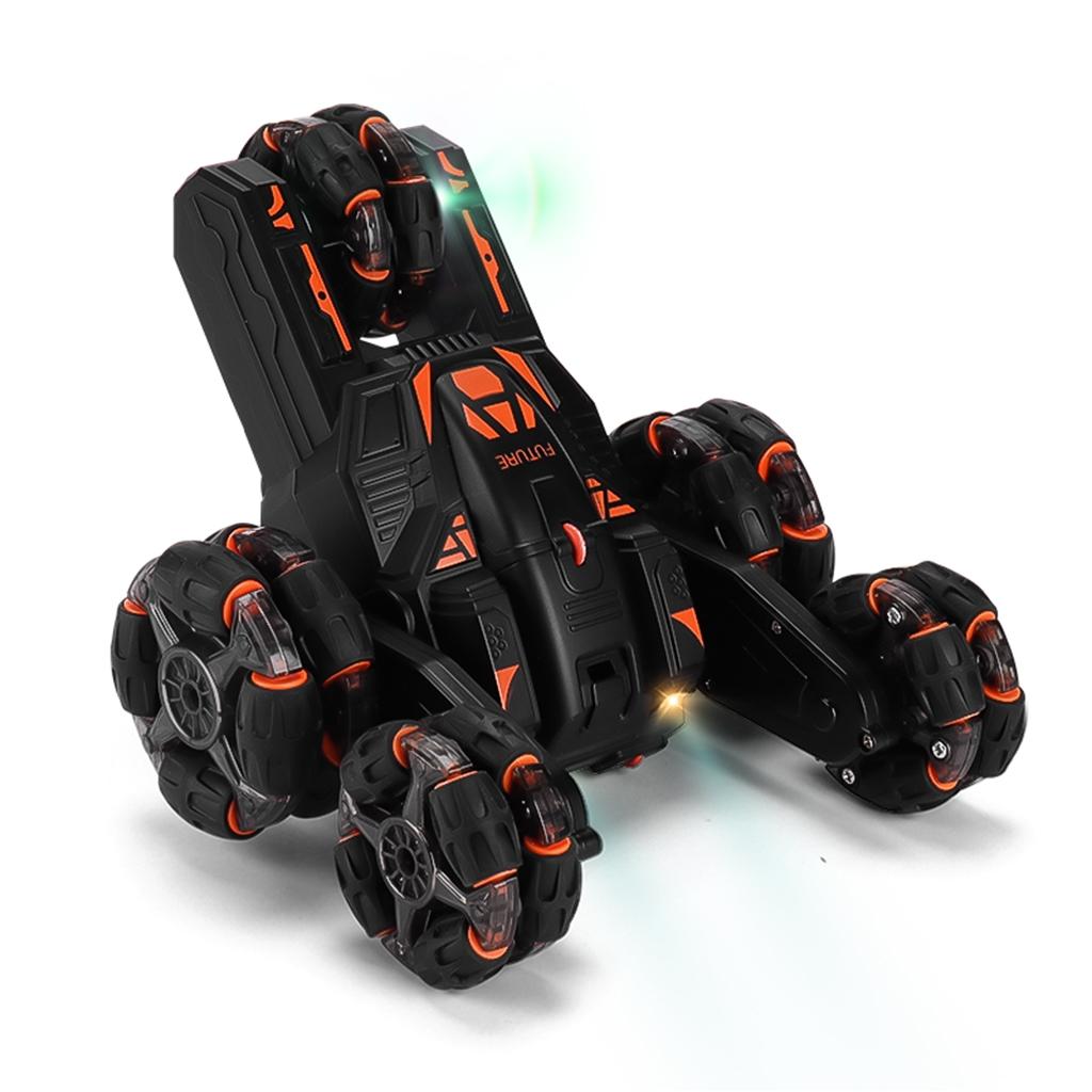 360-degree Swing Arm Rc Stunt Car - 2.4g Single Control 5 Wheels - Grey