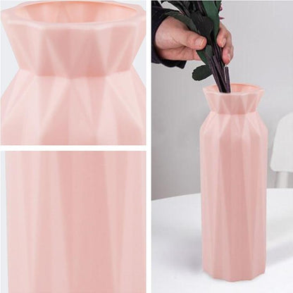 2-pack Plastic Round Vases - Simple Anti-fall Home Decor Ornaments - Gray