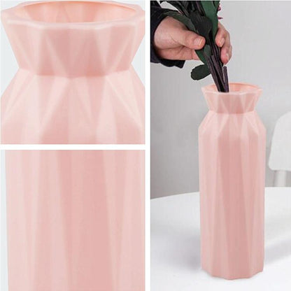 2-pack Plastic Round Vases - Simple Anti-fall Home Decor Ornaments - Gray