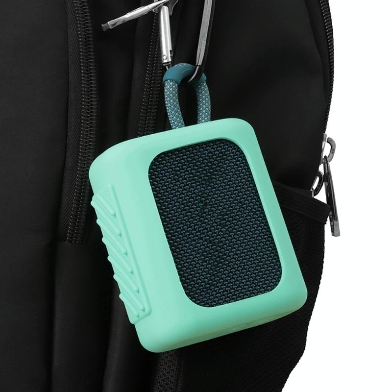 Portable Silicone Cover for Jbl Go3 Speaker with Carabiner - Black