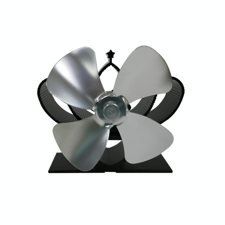 High Temperature 4-blade Heat Powered Stove Fan for Fireplaces - Black