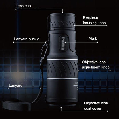 High Definition Night Vision Monocular Telescope - 40X60 12X Pocket Focusing - Black