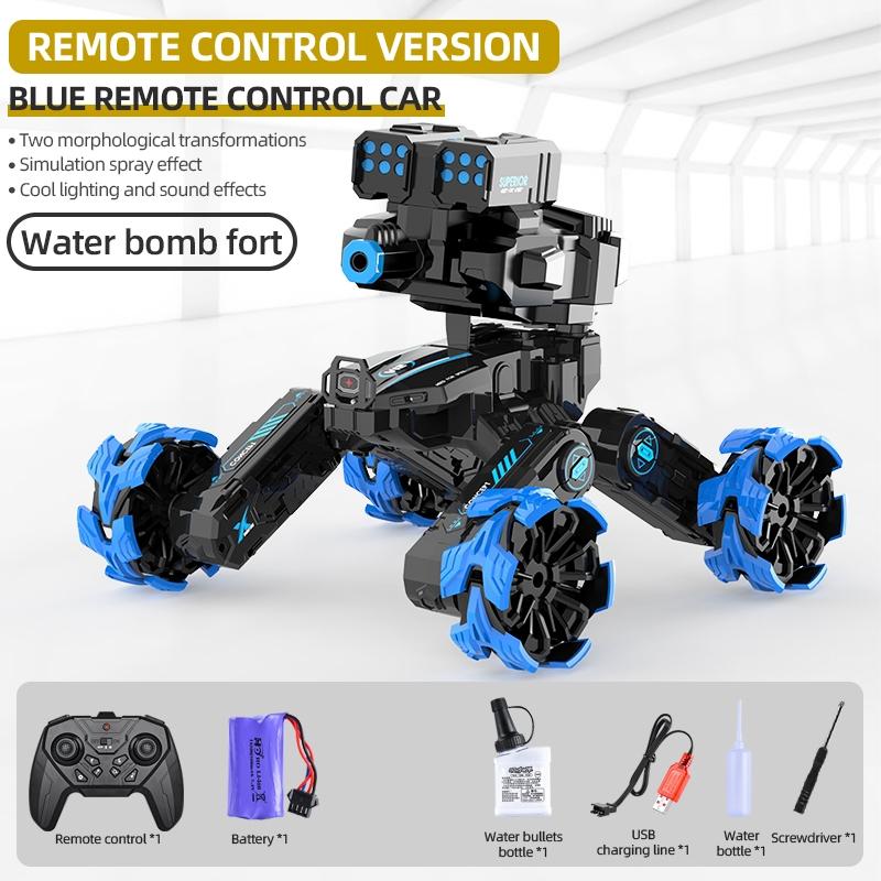 Remote Control Water Bomb Car - Four-wheel Battle Blooming Tire Spray - Green