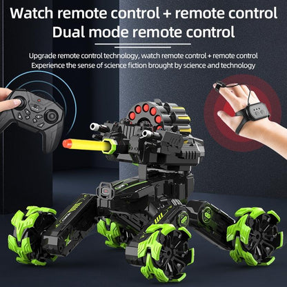 Remote Control Water Bomb Car - Four-wheel Battle Blooming Tire Spray - Green