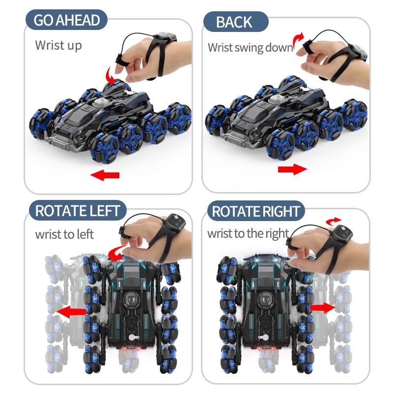 Stunt Drift Remote Control Car - Dual Control Eight Wheels - Green