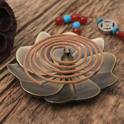 Vintage Sandalwood Incense Burner - Creative Alloy Holder for Bedroom - Red Copper