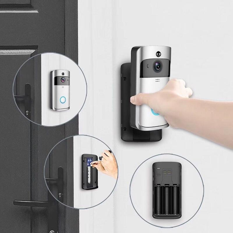 Smart Wifi Video Doorbell With Night Vision & Wide-Angle Camera - 720P Low Power Mobile Remote - Black