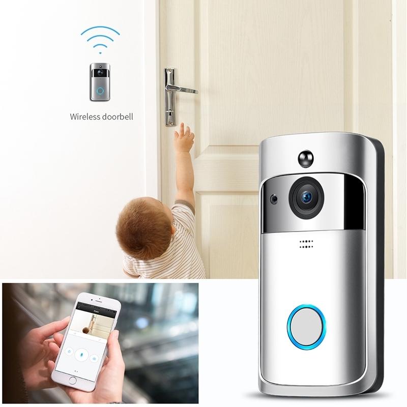 Smart Wifi Video Doorbell With Night Vision & Wide-Angle Camera - 720P Low Power Mobile Remote - Black