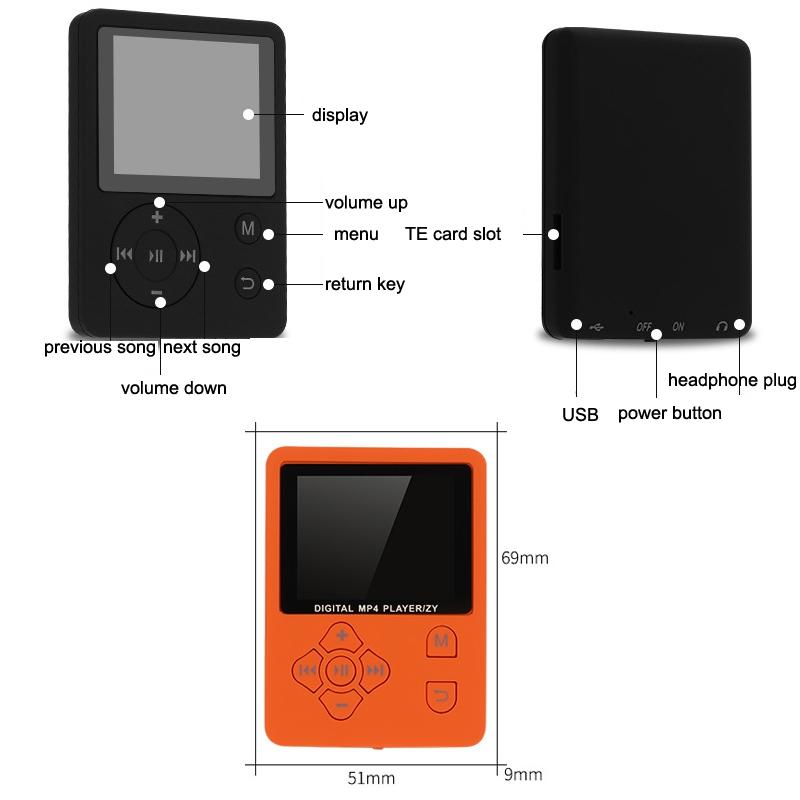 Lossless Mp4 Player With Synchronized Lyrics Round Button - Black